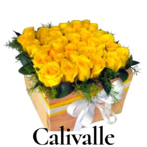 CAJA DE ROSA AMARILLA