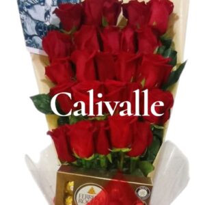 BOUQUET ROSA ESCALERA CON FERRERO