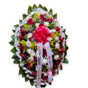 CORONA FUNEBRE BLANCA Y ROJA